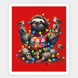 Happy Sloth Christmas Magnet